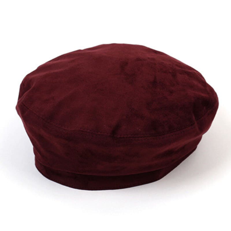 Universal Chemistry Belted Wine Suede Beret Beret