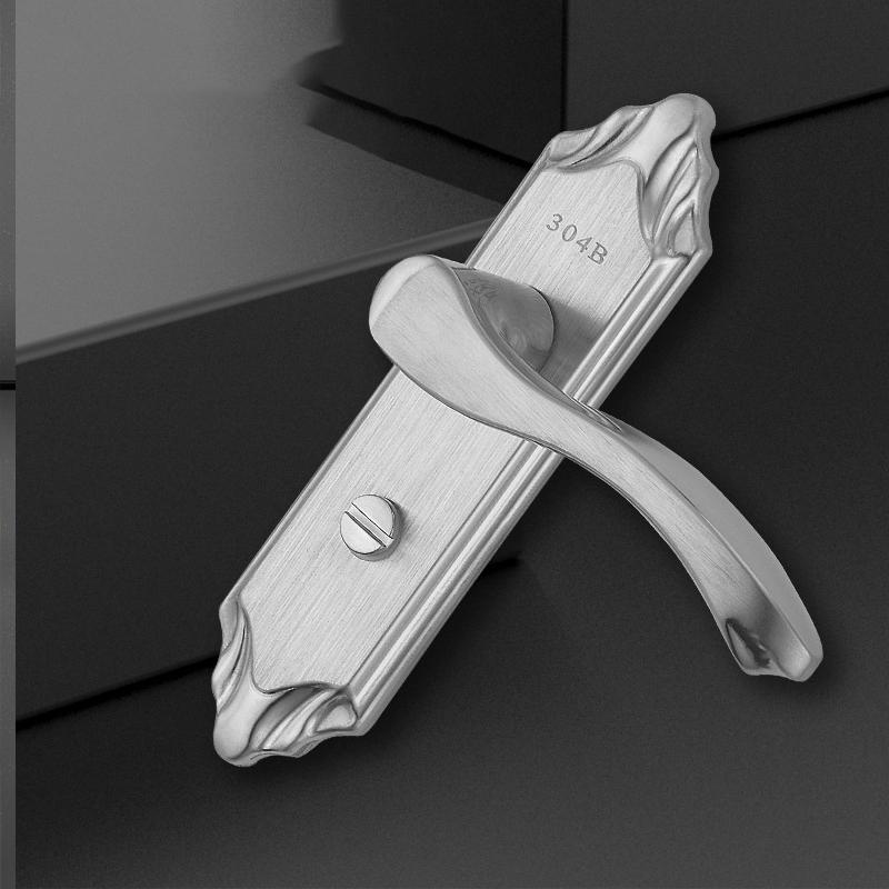 Silver Stainless Steel Bathroom Door Lock, Multi-hole Distance Specifications Appearance, Free Delivery