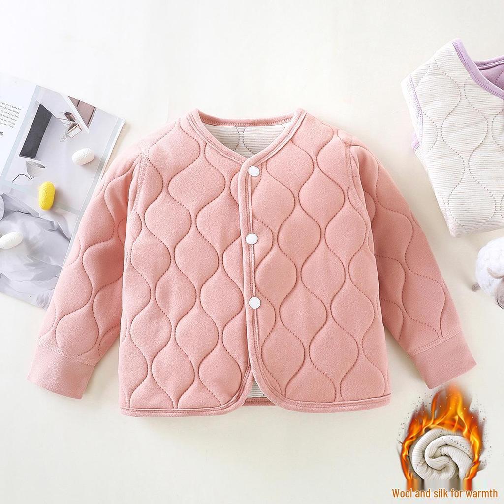 Dreilagige gesteppte Schuljacke für Kinder - Warmer Herbst-/Winter-Baumwollmantel für Jungen und Mädchen