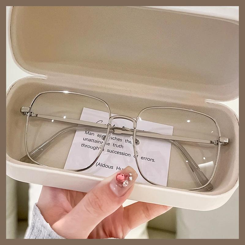 1pcs Anti Blue Light Myopia Prescription Lenses Eyeglasses for Women's Degree Glass Flat Light Eyeglasses Shiny Glasses Frame Large Face Effect