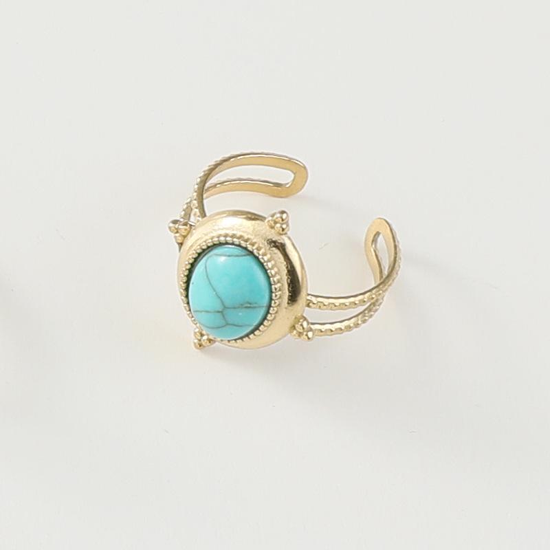 Women's Vintage European and American Turquoise Stainless Steel Ring