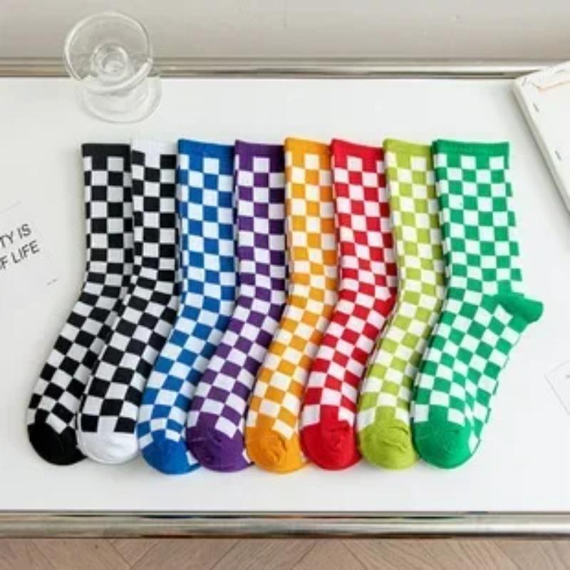 Unisex Socks Funky Harajuku Trend Women Checkerboard Socks Geometric Checkered Sock Men Hip Hop Cotton Streetwear Novelty Soks