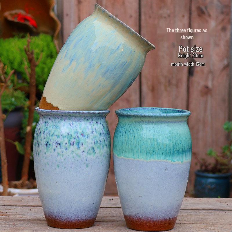 Handmade Coarse Ceramic Succulent Planter, Orchid Breathable Zisha Pot, Old Tree Design, Tall Rose Pot.