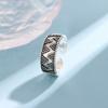 Simple Creative Dot Wave Triangle Geometric 925 Sterling Silver Jewelry Wide Face Retro Exquisite Opening Rings R031