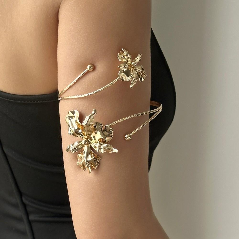 Sexy Boho Style Upper Arm Bracelet Adjustable Flower Craft Flower Arm Bracelet Enamel Glaze Bracelet Women золотой