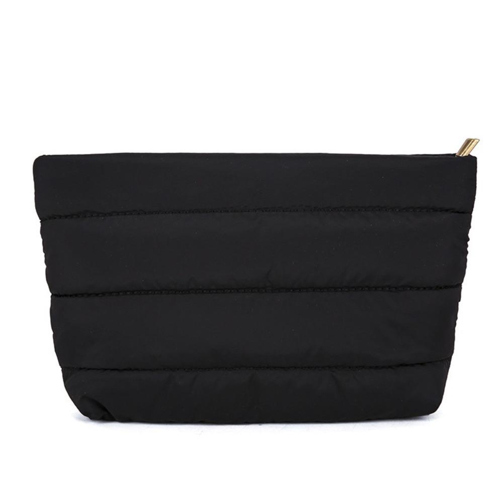 Fashion Quilted Makeup Bag Puffy Padded Large Capacity Travel Toiletry Bag Zipper Solid Color Women Cosmetic Organizer Bag