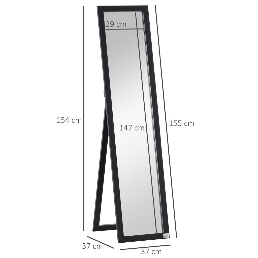 Full Length Mirror for Bedroom, Free Standing Dressing Mirror, Wall Mirror for Living Room, 37 X 154 Cm, Black