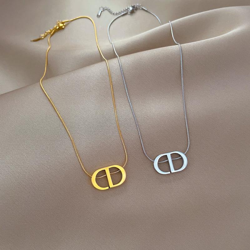 Buchstaben Cd Personalisierte Minimalistische Windofen Echte Gold Halskette Damen Schlüsselbein Kette Mit