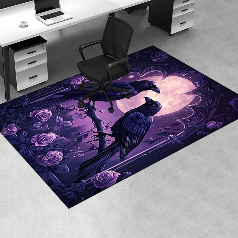 Raven Moonlit Garden Chair Mat Office Carpet, Oversized Rug for Home Decor, Sofa Mat, Desk Pad Gift,