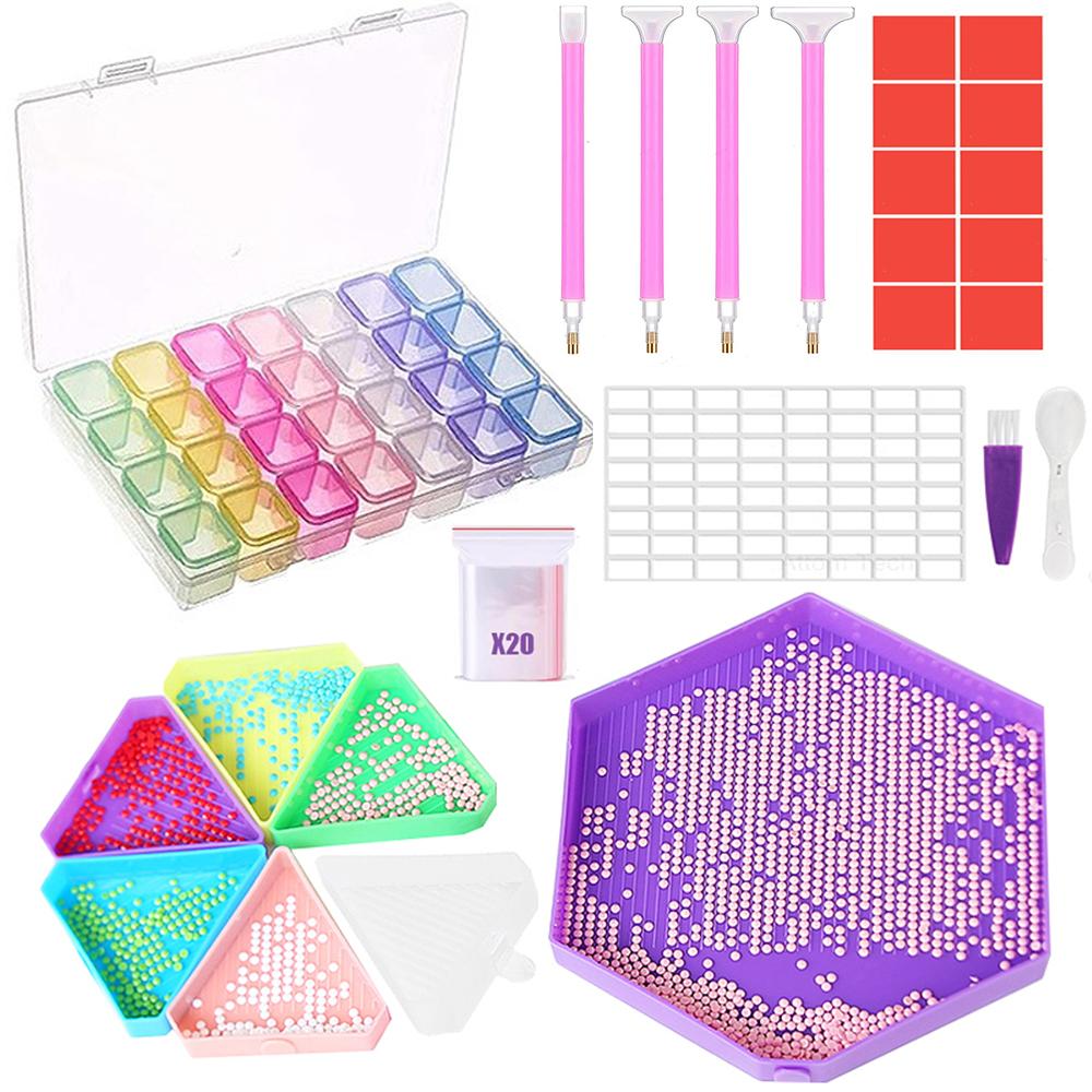 

New 5D DIY Diamond Painting Tool Accessories 5D Diamond Painting Cross Stitch Embroidery Pen Tools Large Tray Set 14.2x16.5cm