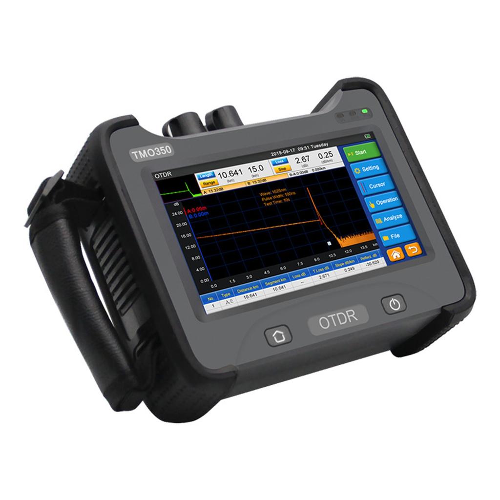OTDR Fiber Optic Tester 1625nm 100m to 260km 33db 7in Screen 5 in 1 OTDR Tester with SC ST LC Adapter Black