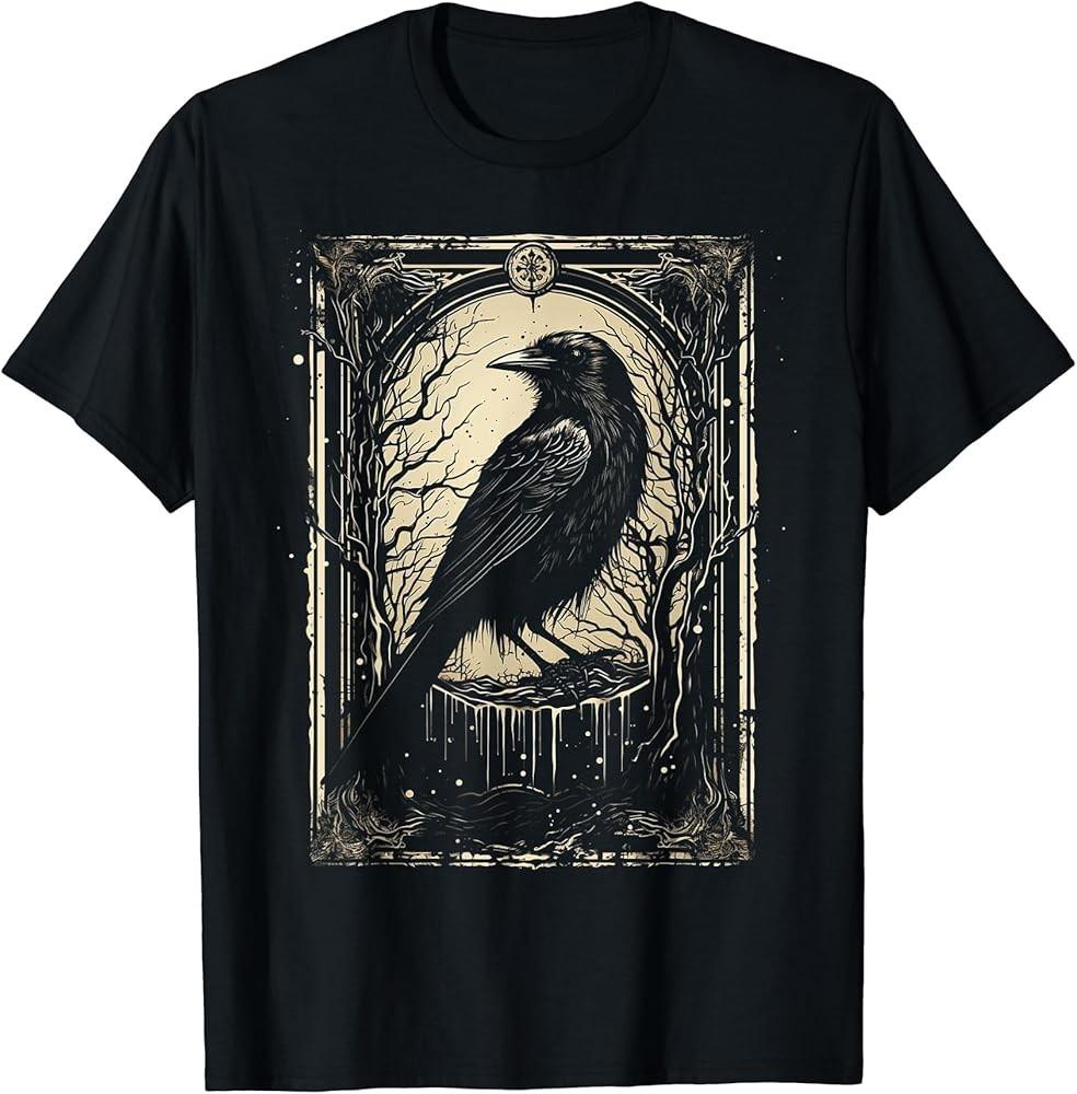 

Crow Tarot Card Halloween Custom Graphic Tees for Men Women T-Shirt Unisex T-Shirt XXXL