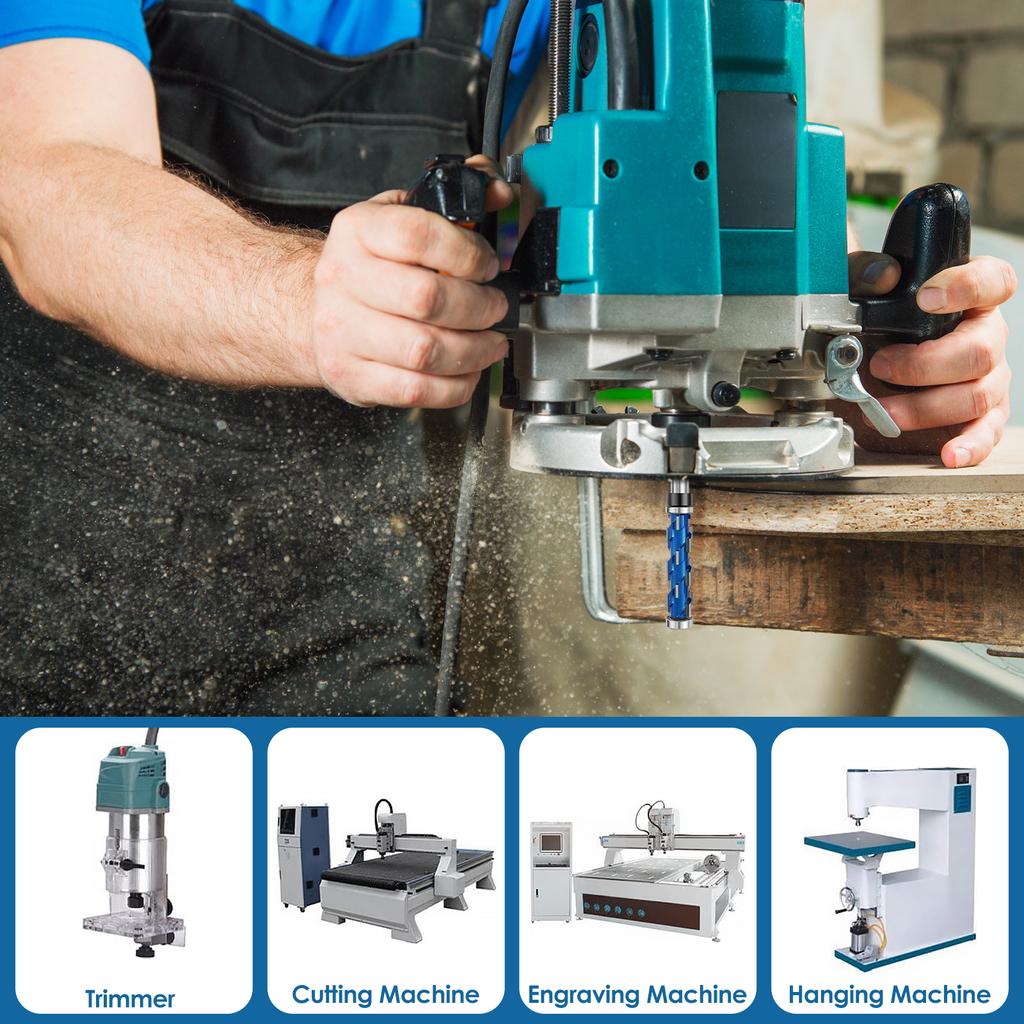 Flush Trim Router Bit Set 1/2inch Shank Professional Bearing Spiral Trimming Tool Carbide Flush Trimming Bit 3/4inch Diameter