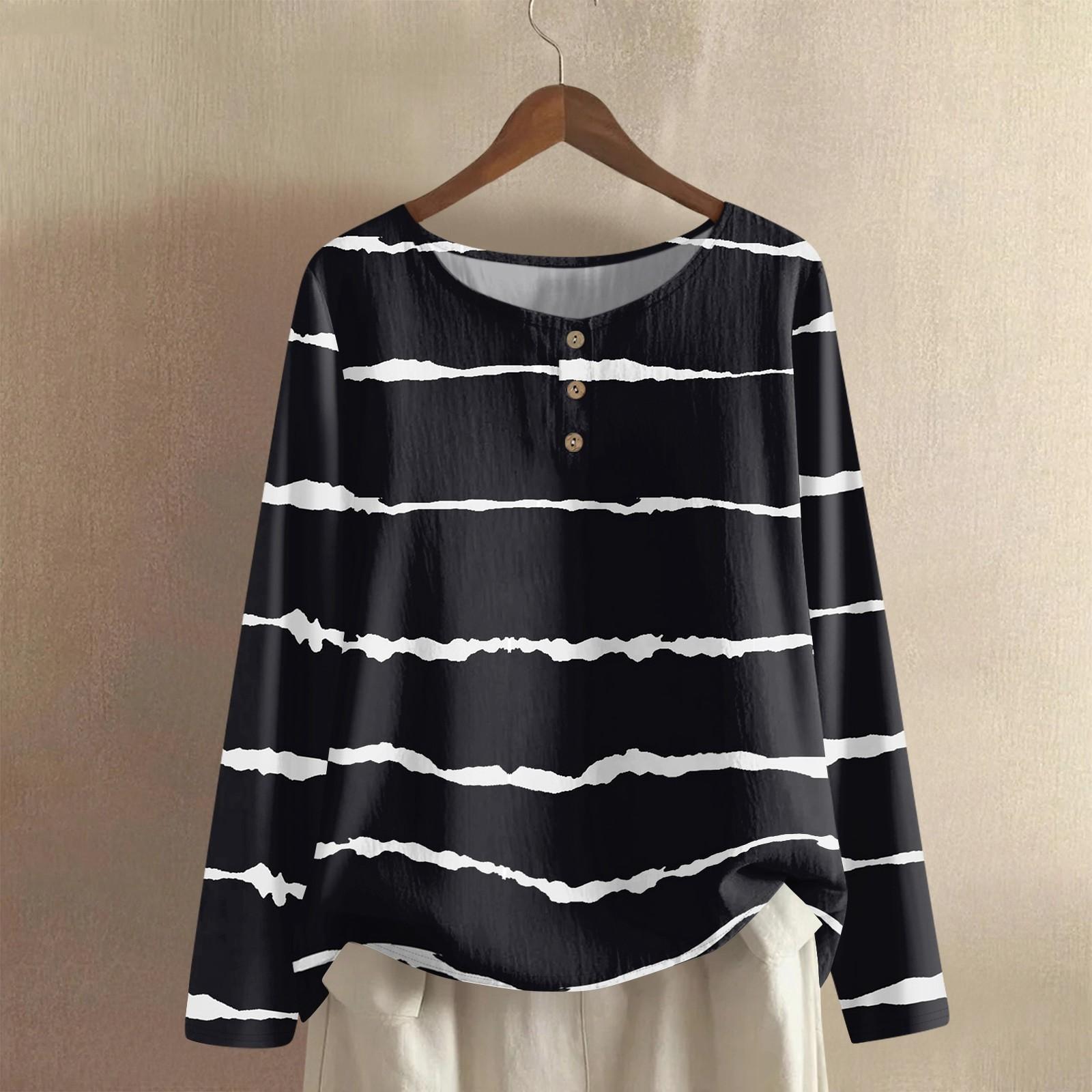 

Женская модная и повседневная рубашка с длинным рукавом, круглым вырезом, однотонная, из хлопка и льна, блузка-топ L чёрный