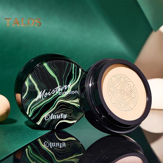 Crème CC avec houppette à poudre de champignon Fond de teint correcteur de couleur à couvrance totale Hydratant Longue durée Contrôle du sébum Anti-cernes léger et naturel