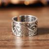 Anello Argento Etnico Pesce Koi Sutra del Cuore Unisex Fascino Portafortuna Retrò Gioielli Casual per Feste