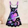 Women Plus Size Spaghetti Strap Off Shoulder Dress Elegant Wine Glass Golden Marble Leaf Art Print Swing Dress