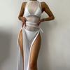 3 Pcs/Set Charming Women Bikini Cover Up Set Long Dress Bathing Sleeveless Quick Dry Summer Holiday Beach Dress Swimsuit Set