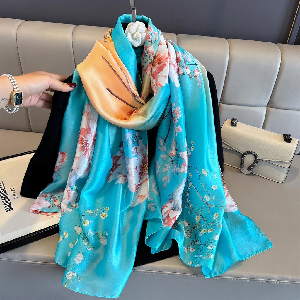 Women 180*90cm Fashion Beautiful Soft Silk Scarves Female Lady Shawl Hijab Wrap Foulard Bandanna Muffler Beach Pareo