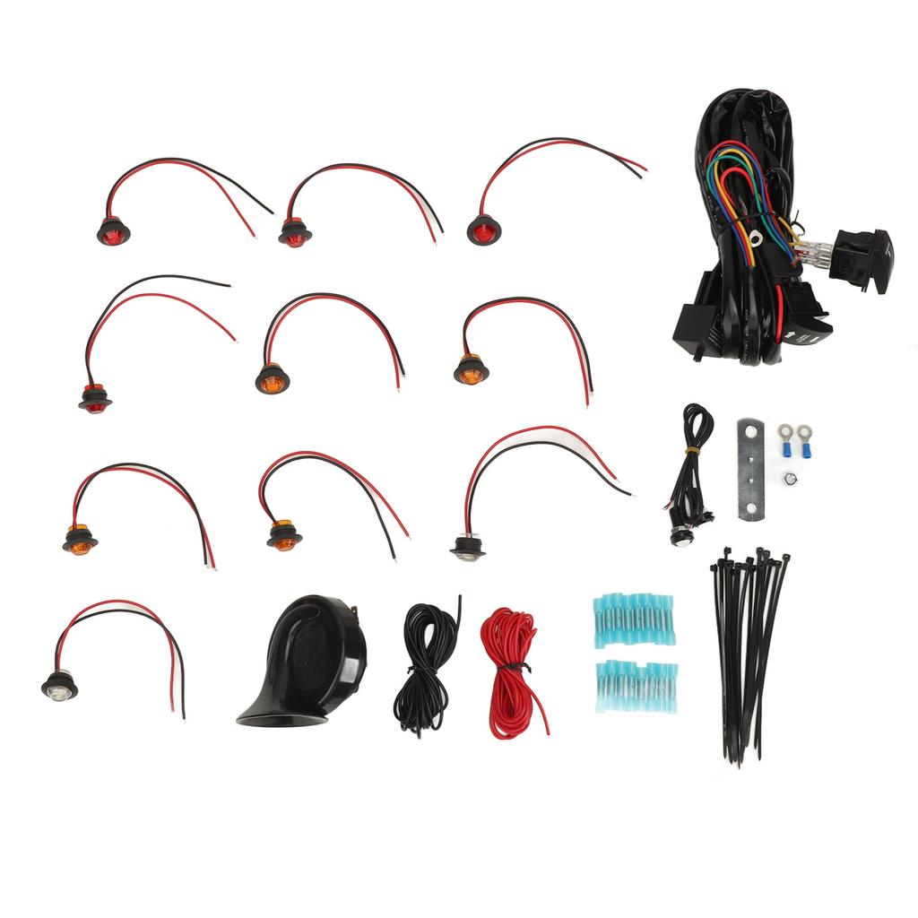 DC12V Turn Signal Horn Kit Universal Fit Street Legal Rocker Switch Kit for UTV ROV ATV Golf Cart