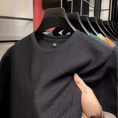 T-shirt estiva da uomo in seta ghiacciata ad asciugatura rapida con pieghe e motivo scuro