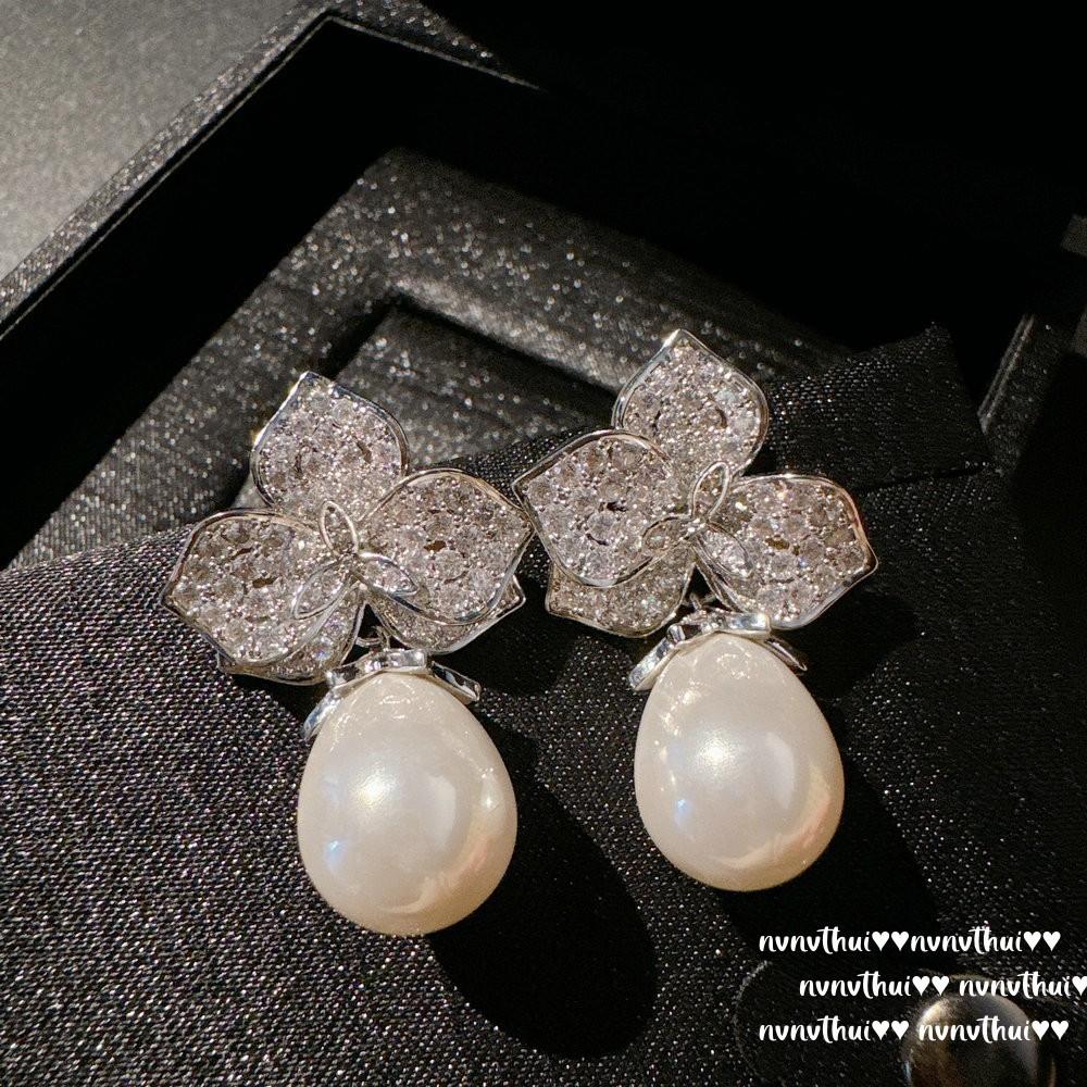 Bright Like A Galaxy Moon Gem Pearl Fringed Earrings, Rich Woman S Love, Butterfly Zircon Fringed Earrings