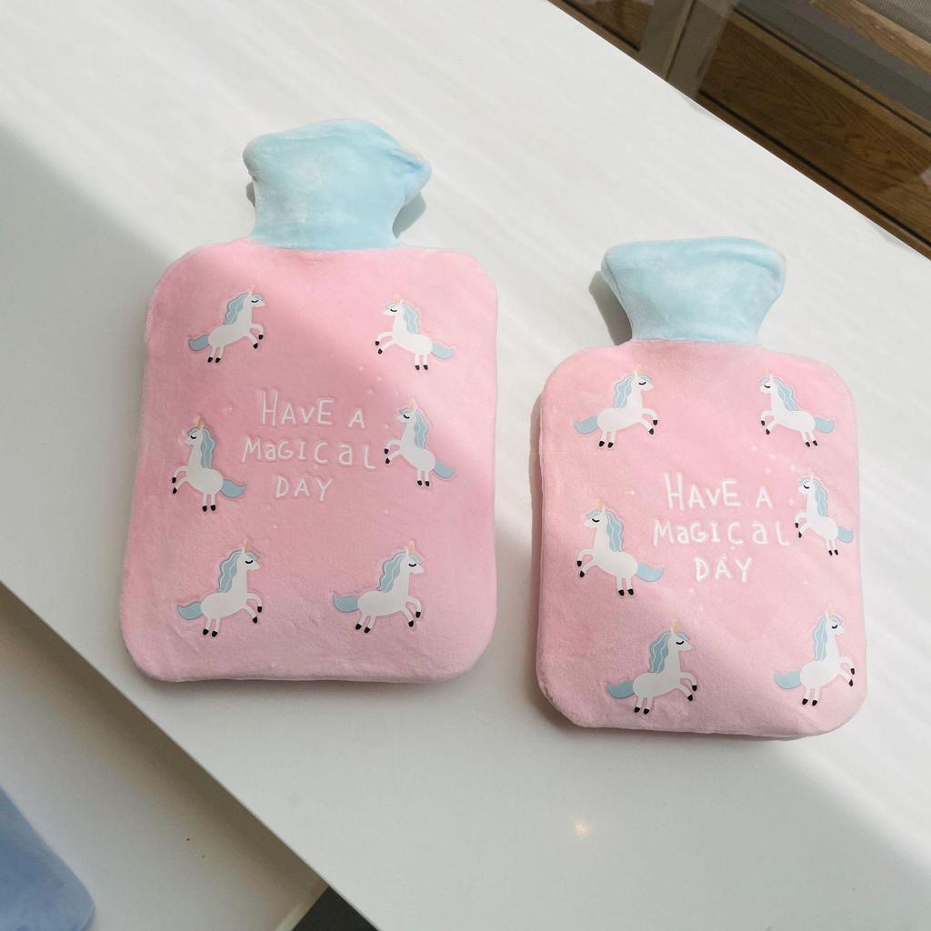 Bolsa de Água Quente Pelúcia Pelo de Coelho Estilo Coreano Extra Grande - Aquecedor de Mãos Compressão Quente PVC.