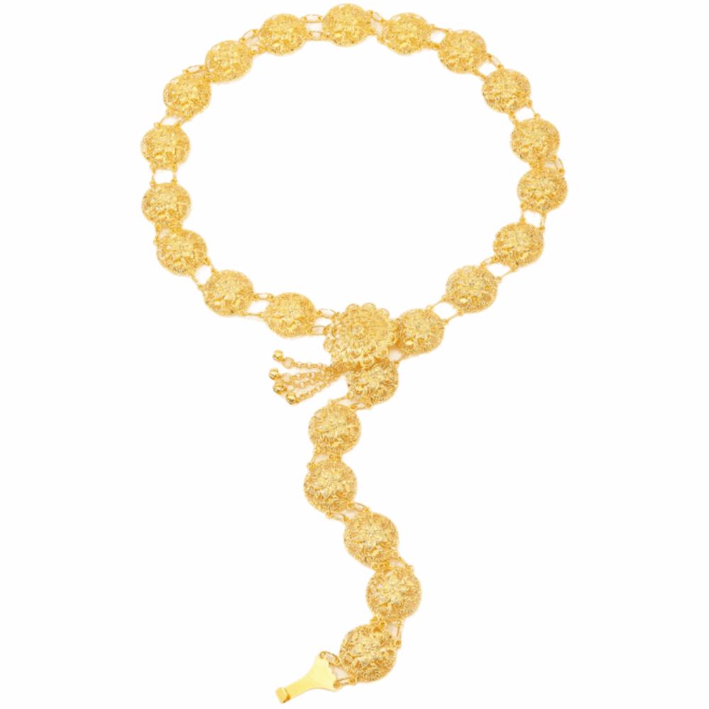 Vintage Water-Sprinkling Festival Waist Chain Golden Zinc Zinc Alloy Hollow Out Belt  Gypsy Style