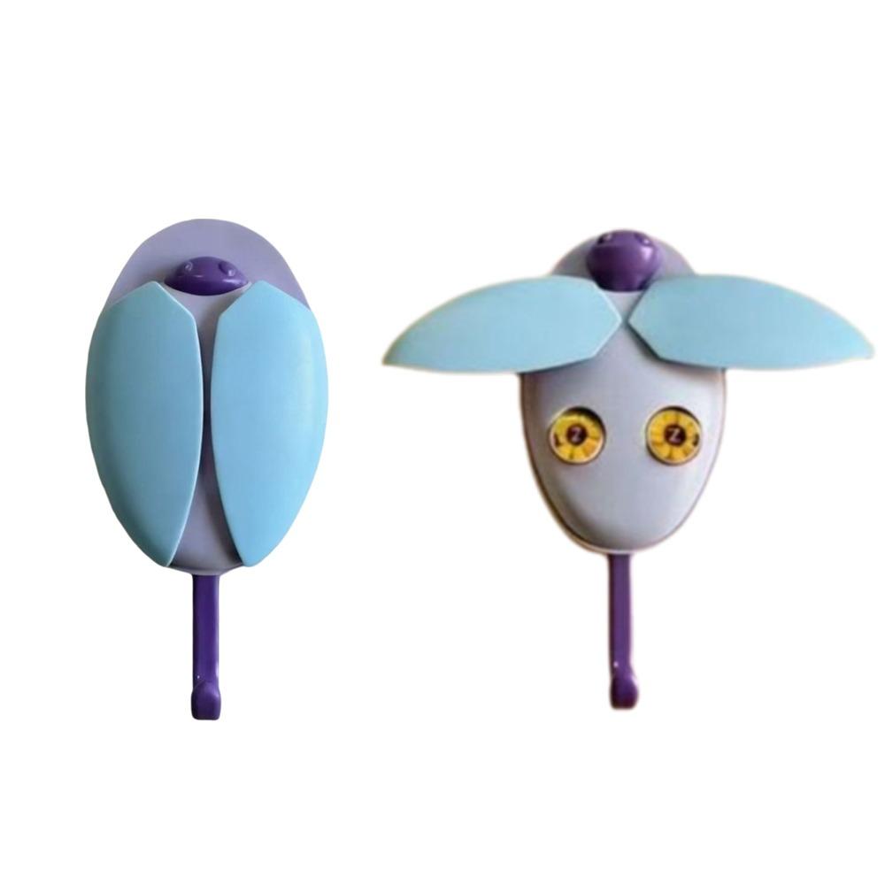 

2 Pieces Plastic Cartoon Hooks Seamless Dragonfly Key Hangers Cute Sticky Hooks Entrance синий