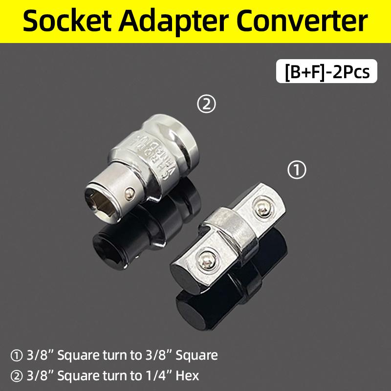 Double Square Head Socket Adapter Converter Reducer Set 1/4 3/8 1/2 Impact Drive Ratchet Wrench Socket Adaptor Repair Hand Tool