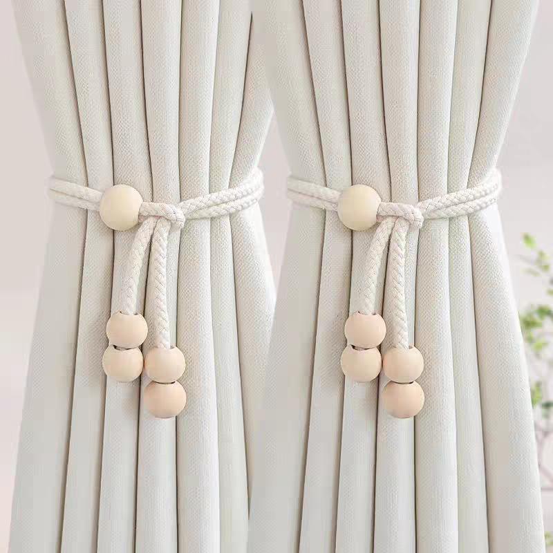 2pcs modern minimalist curtain straps, hanging balls, handmade cotton rope storage straps, living room and bedroom decoration