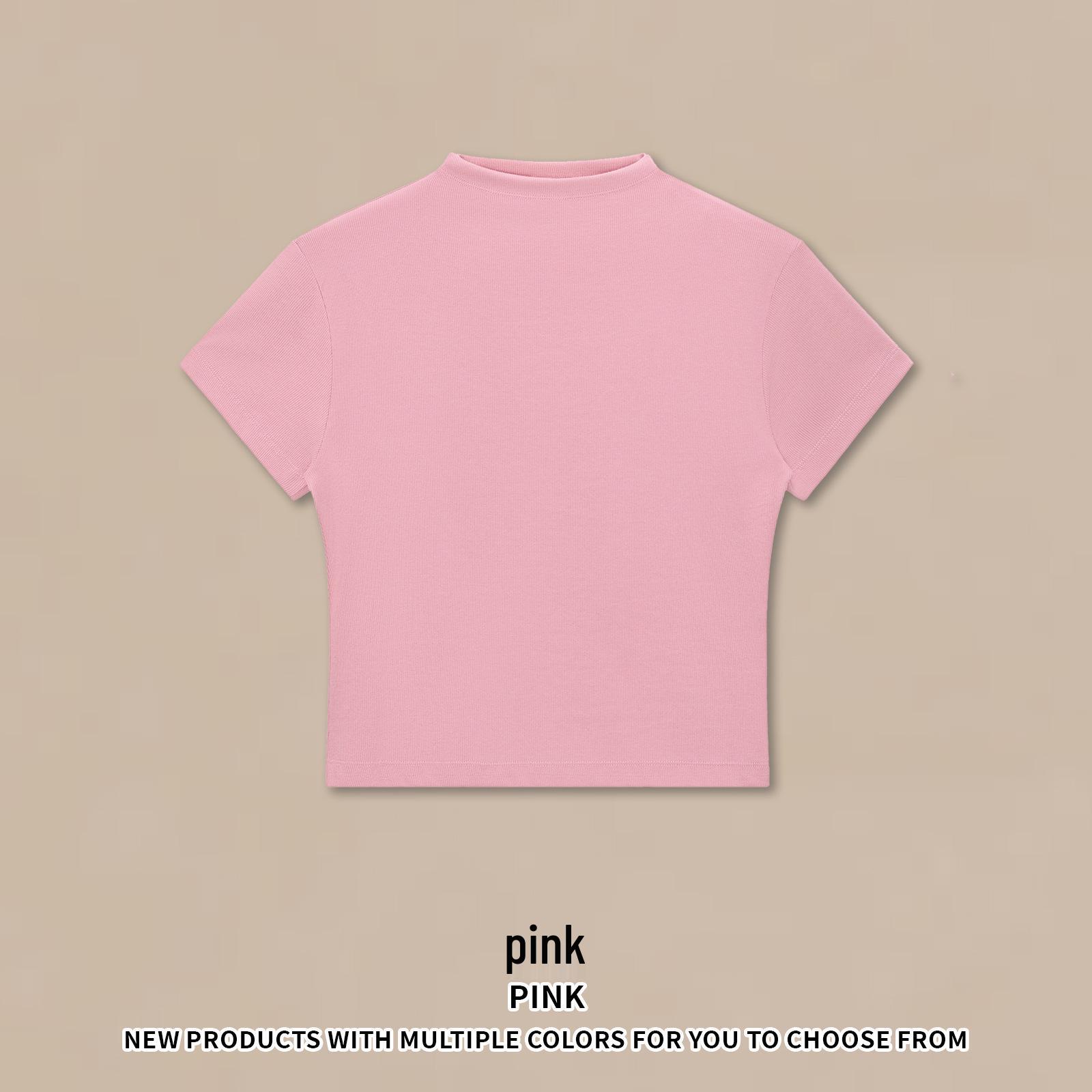 

RS Women s Dopamine Elastic T-shirt | European & American Style High Neck, Short Sleeve, 260G Inner Layer Top Medium