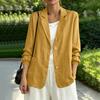 Women's Color Notched Lapel Long Sleeve with Button Closure and Pockets