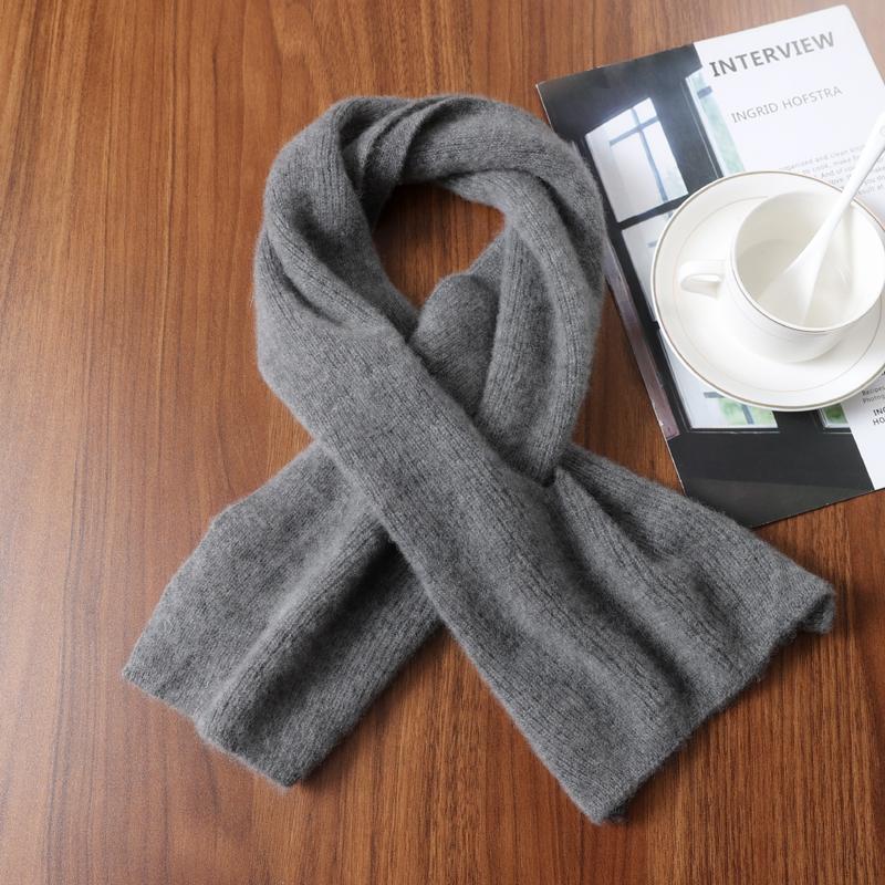 Knitted 100% Wool Cross-Perforated Scarf For Women Winter Soft Solid Fashion Neck Warmer Elegant All Match Decoration Scarves