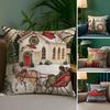 Christmas Red Candle Pillow Case Plush Fabric Soft Double Sided Print Sofa Cushion Cover Throw Pillow Covers