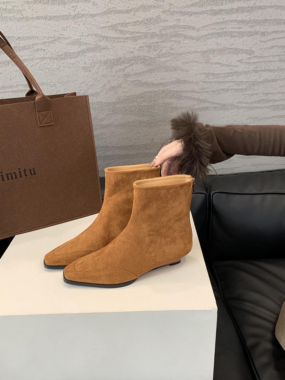 

модные женские ботильоны с круглым носком, новинка 2024 года, черные, коричневые, с застежкой-молнией сзади, на танкетке, на среднем каблуке, зимние короткие, размер 35-39, мода 245 коричневый