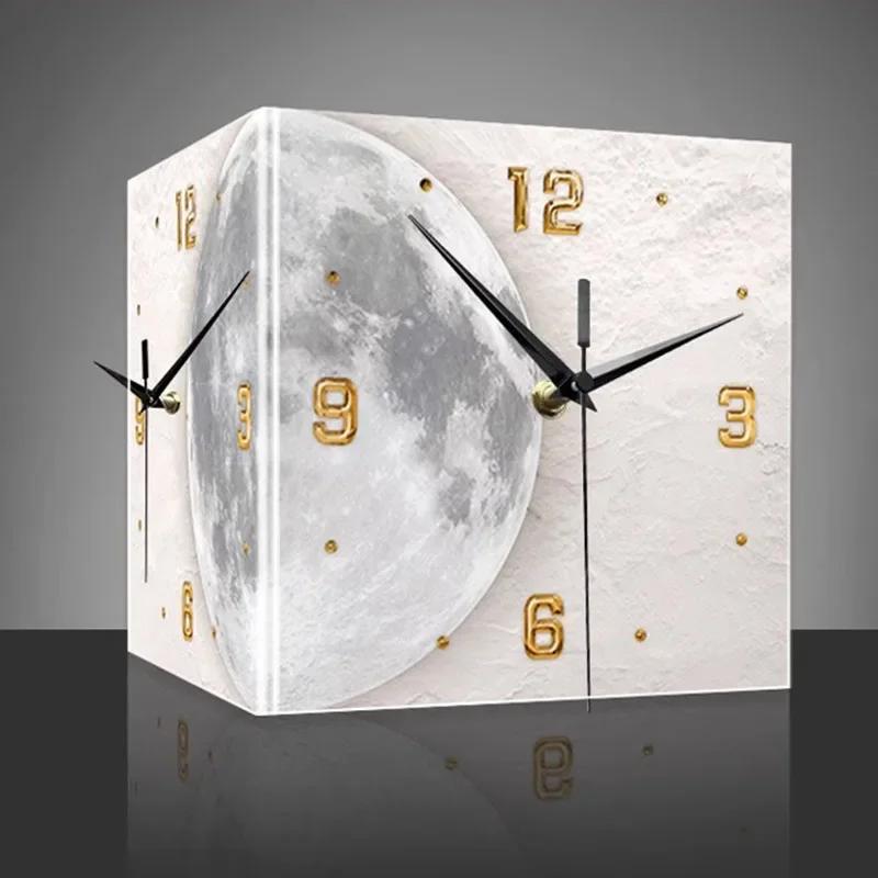 Creative Corner Wall Clock Living Room Large Led Clocks Luminous Wall Art Double-Sided Silent Watches Decoration for Bedroom