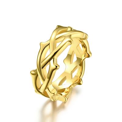European and American Style Thorny Vine Woven Titanium Steel Ring