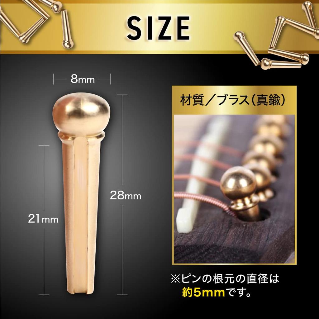Factus Brass Bridge Pins and Endpins for Acoustic Guitars [Includes Pin Remover & Instruction Manual]