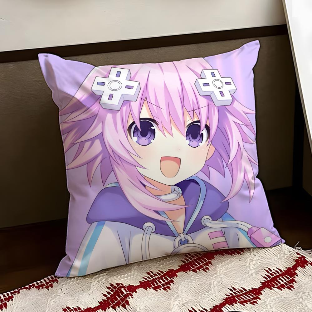 Hyperdimension Neptunia Cute Cushion Cover Reversible Soft Durable Pillow Cover Home Car MultiScene Use for Daily Comfort