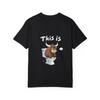 T-shirt Girocollo Stampa Cartoon Toro Bianco sul WC per Abbigliamento Casual