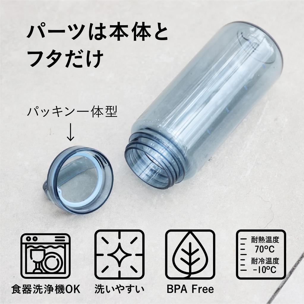 CB Japan Tritan Water Bottle with Measuring Tape [Dishwasher Safe] Brown, 1000ml, Easy OpeningClosing with a 180-Degree Rotation, Integrated Gasket,