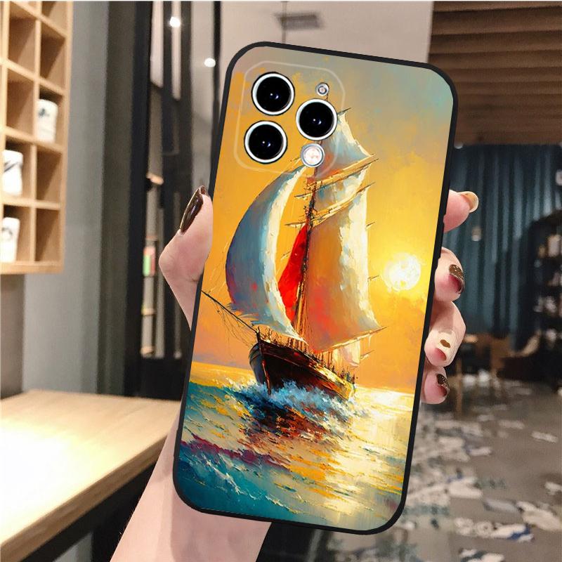 Husa telefon cu barca cu vele pentru iPhone Samsung Galaxy Redmi Xiaomi Oppo OnePlus Note SA 7 8 9 10 11 12 13 14 20 21 22 23 53 54 Pro Max Plus Ultra