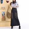 Women's High-Waist Slit Denim Midi Skirt - Versatile A-line, Slimming Fit for Spring & Autumn 2025