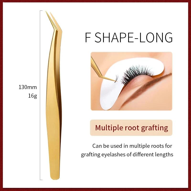 1PC Gold Stainless Steel Precision Curved Tip Tweezers,Professional Eyelash Extension Applicator Lash Makeup Supplies