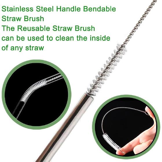 Straw Cleaner Brush Long 10 inch, 10-PCS Straw Brush of Bristles Diameter (5+8+12+16+20mm) for Cleaning Reble Straws, Sippy Cup, Water Bottles,