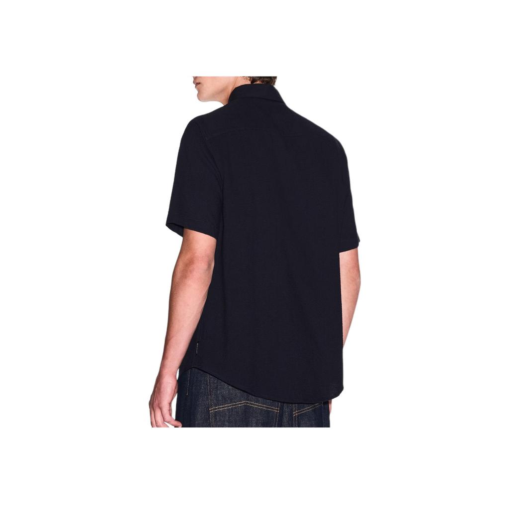 Armani Exchange Solid Color Button Short Sleeve Shirt Men shirts Navy-Blue XM001237-AF13141-UB101