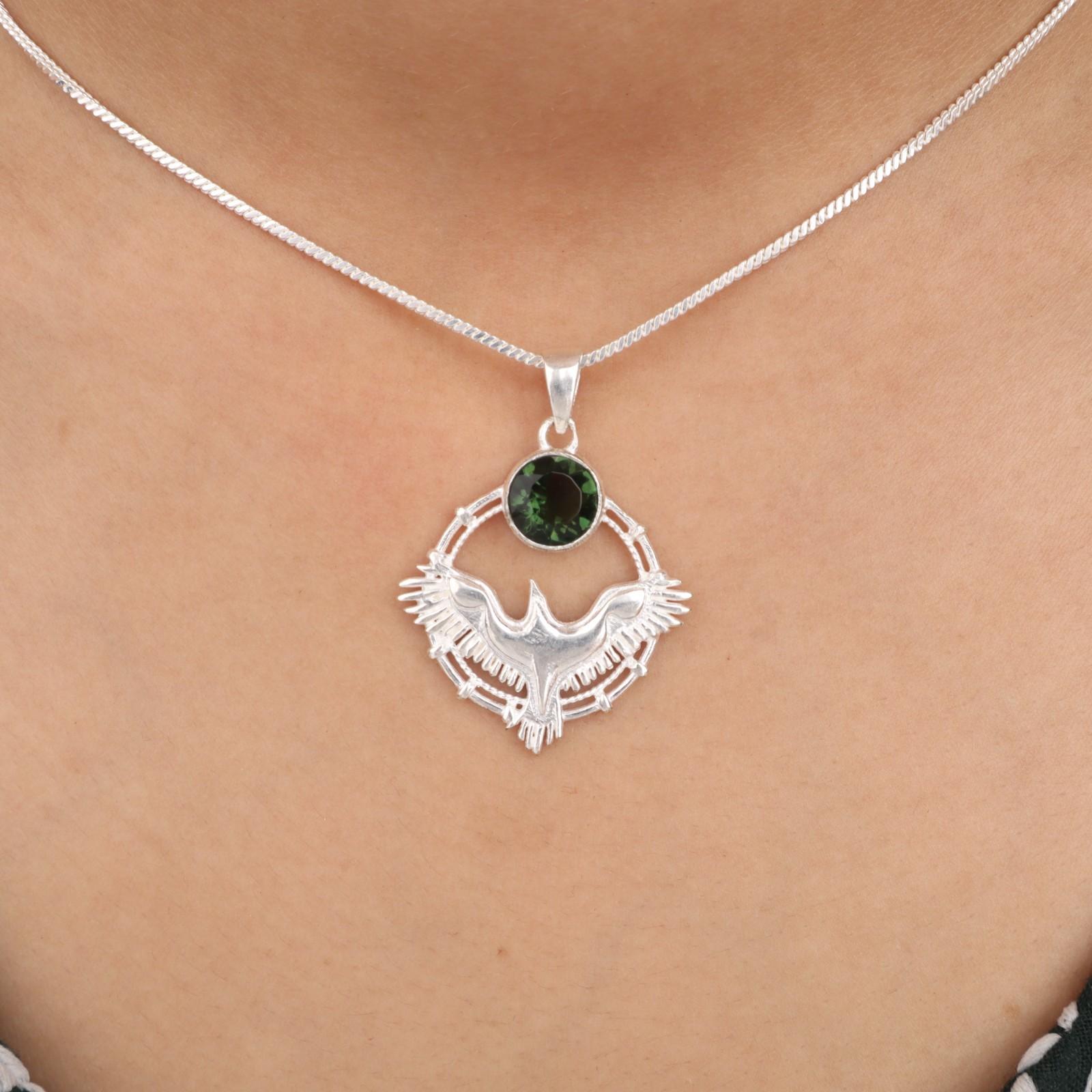 

Green Tourmaline Gemstone 925 Sterling Silver Jewelry Handmade Pendant 1.43 CP-38-5