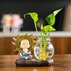 Creative Resin Monk Hydroponic Vase for Home and Office Decor