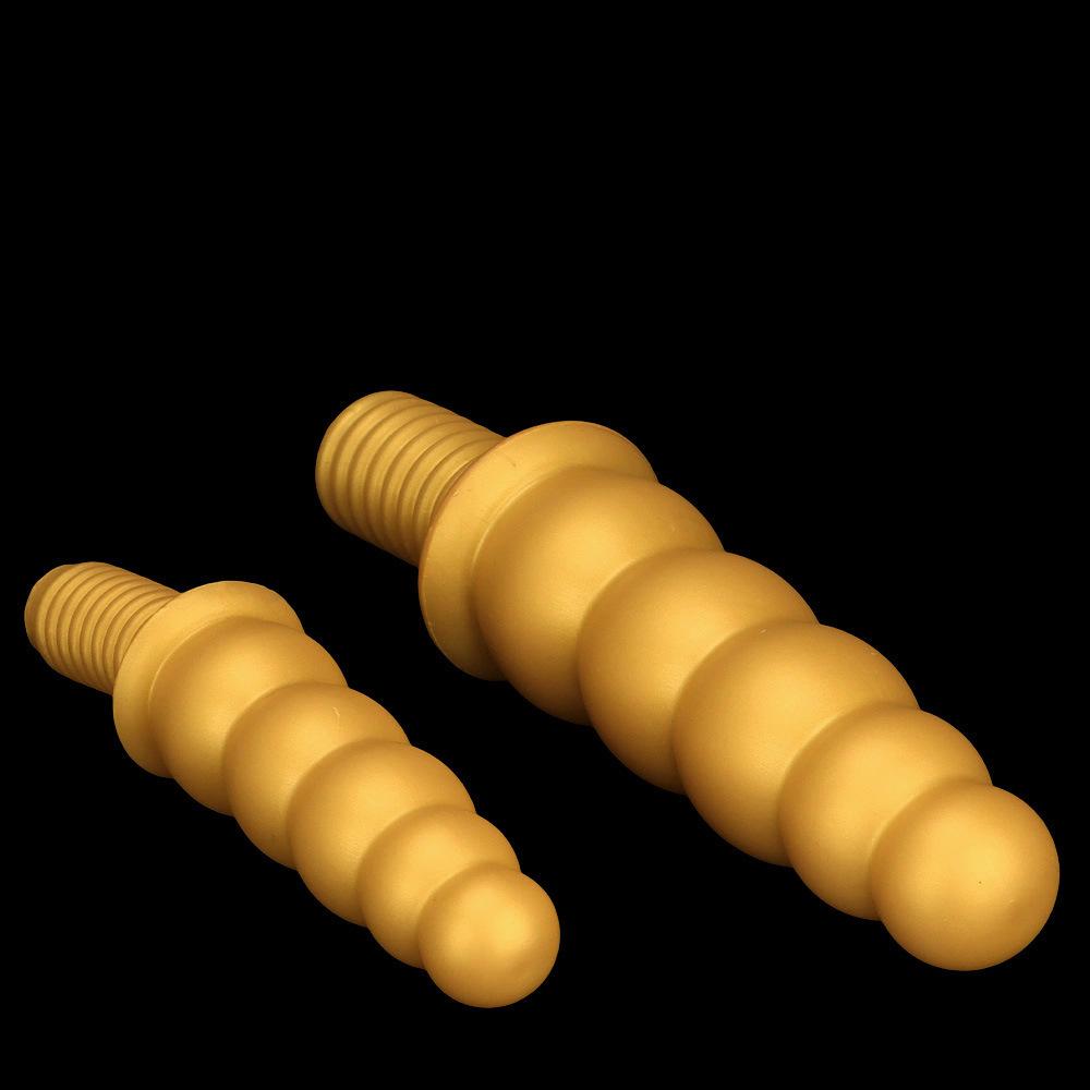 Extra Large Gold Silicone Threaded Vibrator Anal Plug Anal Diverter Dildo Sex Toy Realistic Penis Big Dick